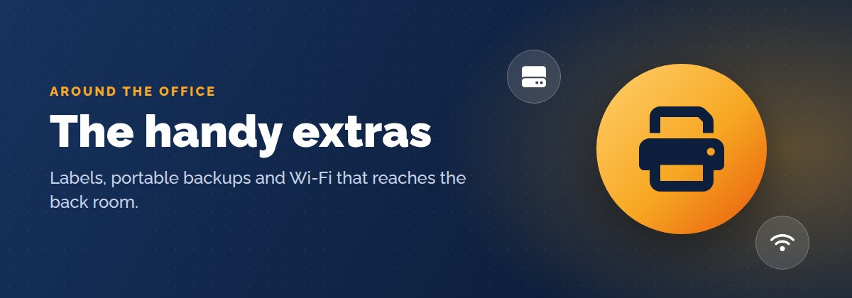 Label printers, portable drives and Wi-Fi