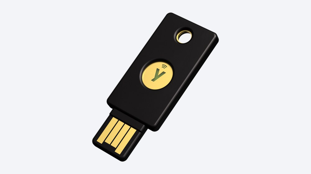 YubiKey 5 NFC security key with USB-A plug