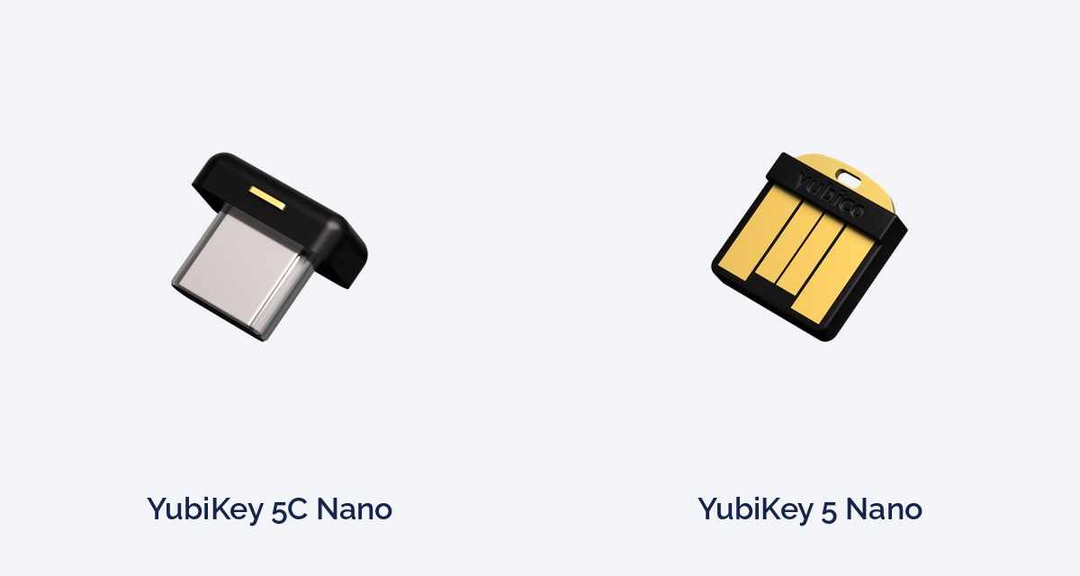 YubiKey 5C Nano (USB-C) and YubiKey 5 Nano (USB-A)