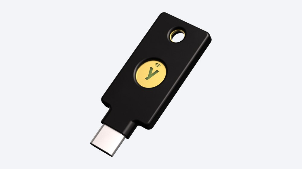 YubiKey 5C NFC security key with USB-C plug